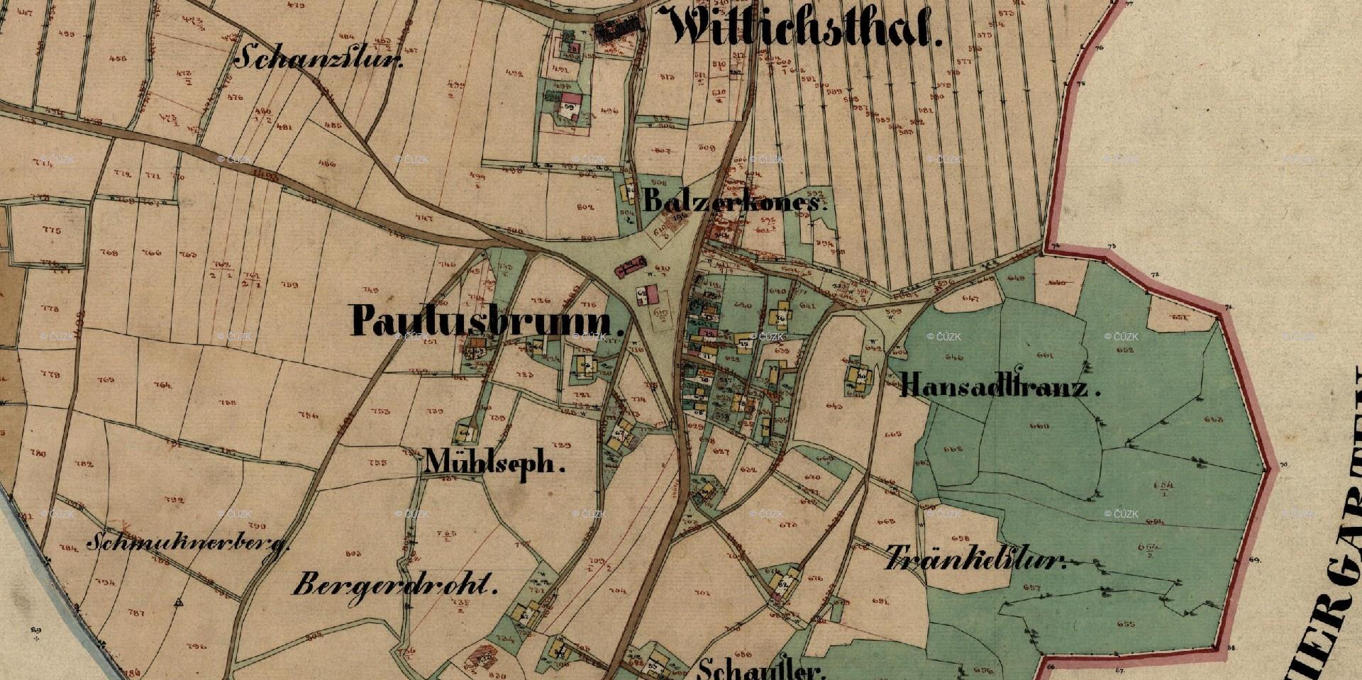 mapa pavluv studenec 1875