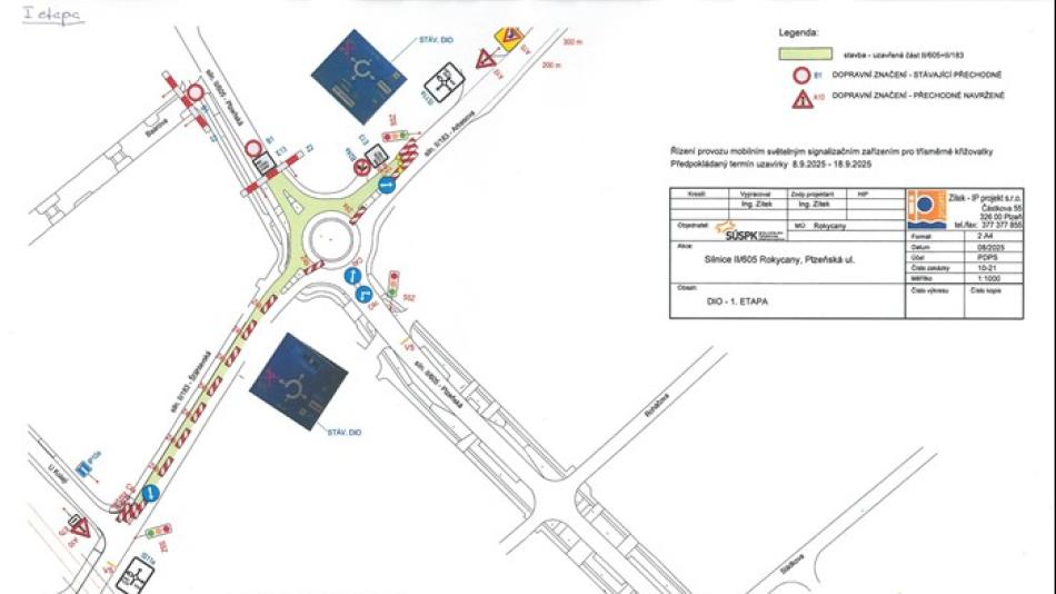 Řidiče v Rokycanech čekají komplikace, začíná oprava Plzeňské ulice
