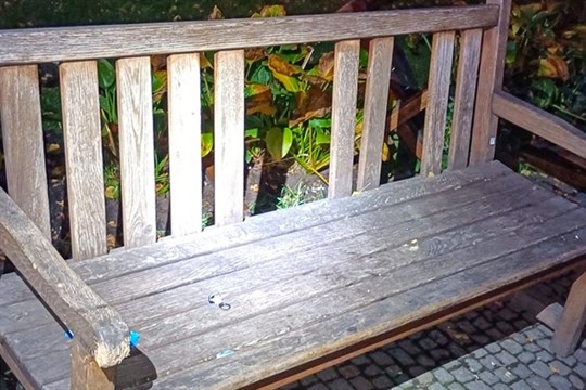 Střepy z lahví, poškozené lavičky. V Křižíkových sadech řádila parta mladých lidí