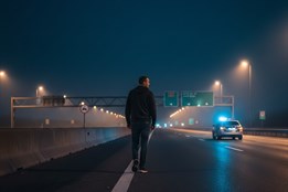 Noční procházka po dálnici D5: Místo cíle skončil hledaný muž v poutech